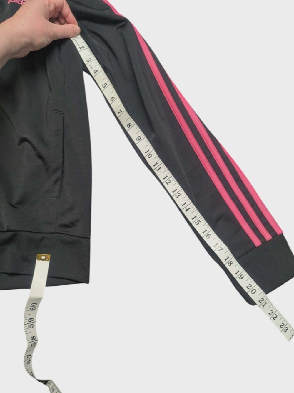 Adidas Black Zip Track Jacket Pink Stripes - Picture 9 of 10